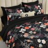 CTSEV-AP-1183_4 Yiran Twin Comforter Set Floral, 5 Piece Bed in a Bag Black Red Bedding Set Lightweight Comforters with Flowers for Women Girls, Soft Breathable Botanical Complete Set with Sheets for All Season