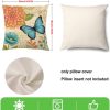 wyooxoo Spring Summer Pillow Covers 18x18 Set of 4 Farmhouse Throw Pillow Covers Linen Flower Butterfly Decorative Pillowcases for Sofa Couch Living Room Outdoor