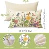 Spring Summer Wildflowers Lumbar Decorative Throw Pillow Cover 12 x 20 | Rectangular Flower Floral Outdoor Home Decor, Seasonal Butterfly Couch Cushion Case