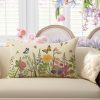 Spring Summer Wildflowers Lumbar Decorative Throw Pillow Cover 12 x 20 | Rectangular Flower Floral Outdoor Home Decor, Seasonal Butterfly Couch Cushion Case