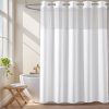 River Dream White No Hook Fabric Shower Curtain or Liner with Sheer Window, No Liner Included or Needed, Water Repellent, Machine Washable, 71" Wx74"L