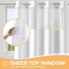River Dream White No Hook Fabric Shower Curtain or Liner with Sheer Window, No Liner Included or Needed, Water Repellent, Machine Washable, 71" Wx74"L