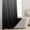 No Hook Shower Curtain with Snap in Liner, Black and White Shower Curtains and Liner Set, Ombre Black Hotel Fabric Bath Curtain for Bathroom, Mesh Top Window Waterproof Washable, 71" x 74"