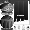 No Hook Shower Curtain with Snap in Liner, Black and White Shower Curtains and Liner Set, Ombre Black Hotel Fabric Bath Curtain for Bathroom, Mesh Top Window Waterproof Washable, 71" x 74"
