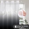 No Hook Shower Curtain with Snap in Liner, Black and White Shower Curtains and Liner Set, Ombre Black Hotel Fabric Bath Curtain for Bathroom, Mesh Top Window Waterproof Washable, 71" x 74"