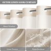 CTSEV-AP-1733_4 BTTN Ringless Shower Curtain Set, Linen Textured Fabric Shower Curtain with Snap-in Liner, Waterproof & Washable, Modern Hotel Shower Curtain for Bathroom with Mesh Top Window, 72x75, Beige/Cream