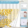CTSEV-AP-1790_3 No Hook Shower Curtain with Liner Yellow Floral Set for Bathroom 71x74 Inch | Double-layer Waterproof Fabric Removable Lining Hookless Easy to Install Machine Washable with See Through Top Window Yellow