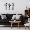 Pigort 3 Pieces Metal Flowers Wall Arts - Rustic Farmhouse Decor Black Minimalist Flower Wall Decors for Living room Bathroom Bedroom Dining Room - Housewarming Gifts(Black, Vase-C)