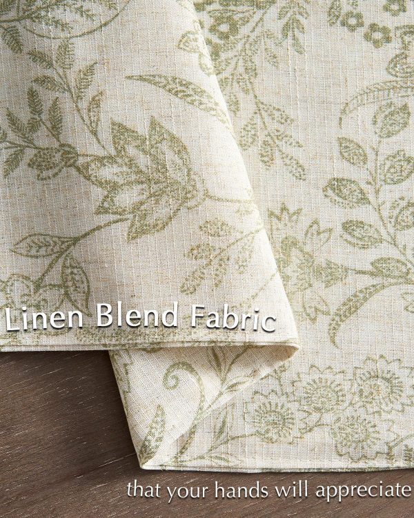 jinchan Linen Floral Placemats Set of 4 Farmhouse 13x19 Inch Green | Fabric Placemats, Cottage Style, Vintage Botanical Pattern, Machine Washable, Easy to Store, Reusable