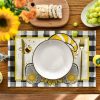 CTSEV-AP-964_2 Artoid Mode Buffalo Plaid Gnome Bee Sunflower Summer Placemats Set of 4, 12x18 Inch Seasonal Spring Table Mats for Party Kitchen Dining Decoration