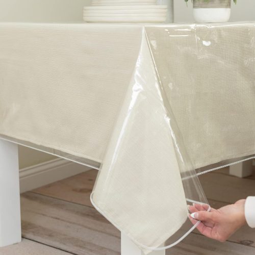 CTSEV-AP-S83792_1 Benson Mills Heavy Duty Crystal Clear Plastic 100% Waterproof Tablecloth Protector, Vinyl PVC Table Cloth, Oil Spill Proof Wipe Clean Table Cover Tables (70" x 90" Extra Wide Rectangular/Oblong)