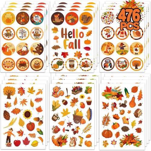 MISS FANTASY Fall Stickers for Kids, Autumn Stickers Thanksgiving Stickers | Fall Seasonal Stickers Bulk Thanksgiving Pumpkin Maple Leaves Stickers for Adults Cards Envelope Classroom Gift Party Supplie