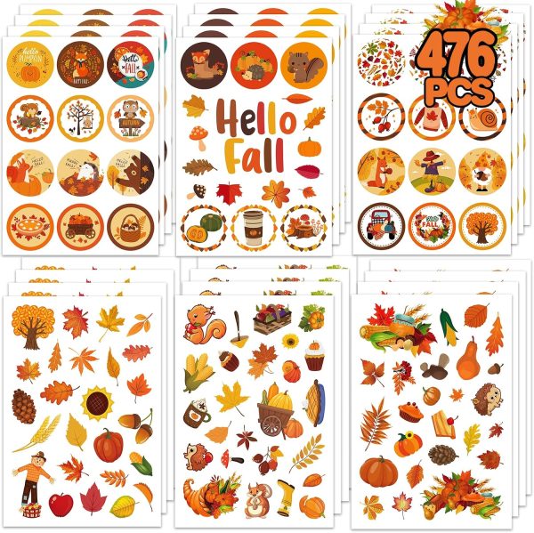 MISS FANTASY Fall Stickers for Kids, Autumn Stickers Thanksgiving Stickers | Fall Seasonal Stickers Bulk Thanksgiving Pumpkin Maple Leaves Stickers for Adults Cards Envelope Classroom Gift Party Supplie