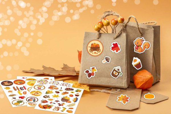 MISS FANTASY Fall Stickers for Kids, Autumn Stickers Thanksgiving Stickers | Fall Seasonal Stickers Bulk Thanksgiving Pumpkin Maple Leaves Stickers for Adults Cards Envelope Classroom Gift Party Supplie