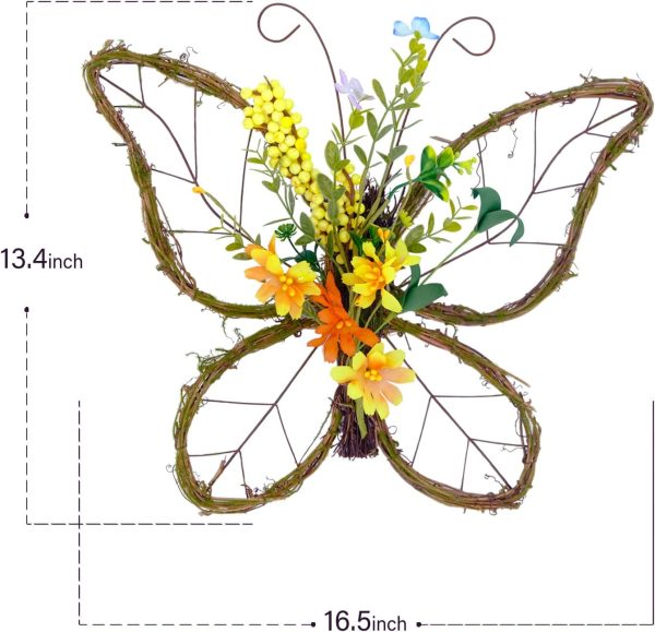 idyllic Butterfly Shaped Wreath with Pastel Berries and Floral Spring Artificial Wreaths for Front Door Decor