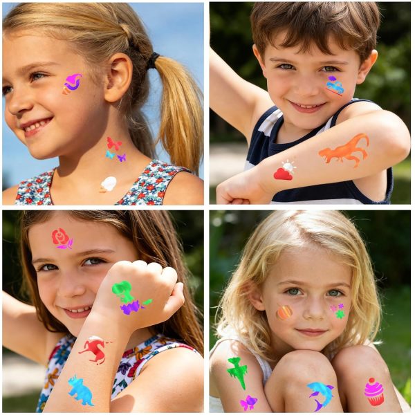 Temporary Tattoo Markers for Skin, 12 Metallic Body Markers + 183PCS Tattoo Stencils for Kids Adults Women Men Body Face Painting Marker Set, Cosmetic Tattoos Pens for School Show Party Christmas Gift