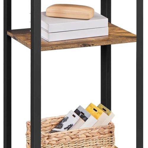 WF0067MAX_1 Yaheetech Large 3-Tier Tall End Table, 30 Inches High Side Table with Wooden Shelves & Strong Metal Frame for Living Room Small Space, 12 x 16 x 29.5 inches,Rustic Brown