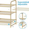 WF0464MAX_4 Simple Trending 3-Tier Stackable Shoe Rack, Expandable & Adjustable Shoe Shelf Storage Organizer, Metal Mesh, Gold