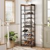 HOOBRO 10 Tier Shoe Rack, Large Capacity Shoe Storage for 18-20 Pairs, Sturdy Metal Shoe Shelf for Closet Entryway, Space Saving Shoe Organizer for Sneakers Heels, Rustic Brown BF40XJ01