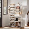 WOWLIVE 9 Tier 2-Column Shoe Rack, 30-35 Pairs Stackable White | Compact 33.75in long fits narrow spaces. Removable layers for boots/heels. Split design for flexible layout.