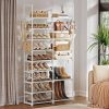 WOWLIVE 9 Tier 2-Column Shoe Rack, 30-35 Pairs Stackable White | Compact 33.75in long fits narrow spaces. Removable layers for boots/heels. Split design for flexible layout.