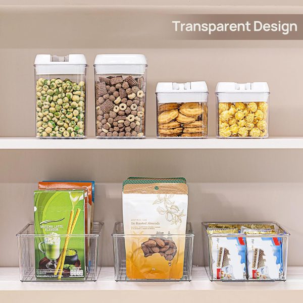 WF0546MAX_4 Vtopmart 4 Pack Food Storage Organizer Bins, Clear Plastic, 4 Compartments | For Pantry, Kitchen, Fridge and Cabinet Organization, Organize Food Packets, Snacks, Pouches and Spice Packets