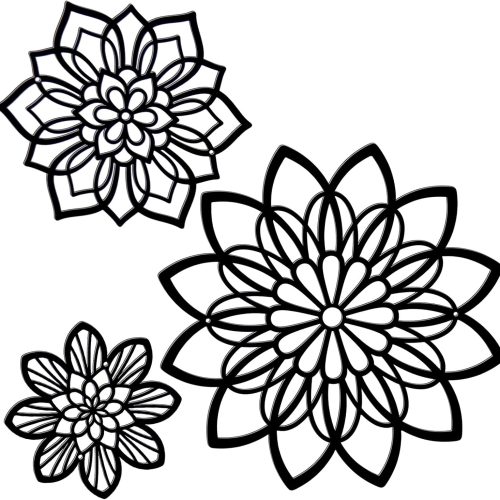 WF0622MAX_1 Zzbakress 3 Pieces Metal Flowers Wall Decor, Black Wall Decors, Flower Art Wall Decor Farmhouse Wall Decoration Multiple Flowers Hanging Decor for Bathroom Living Room Garden Office (Black Elegant)