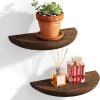 WF0785MAX_1 Half Round Floating Shelves for Wall, 2 Pack Small Paulownia Wood, Screw Mount, for Plants & Decor
