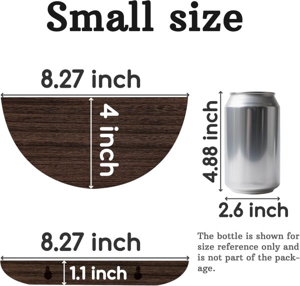 WF0785MAX_3 Half Round Floating Shelves for Wall, 2 Pack Small Paulownia Wood, Screw Mount, for Plants & Decor