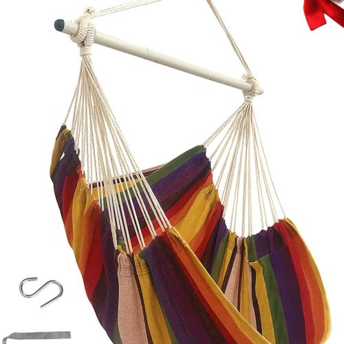MIZTLI Hammock Chair Swing Indoor Hammock for Bedroom - Max 500 Lbs－Steel Spreader Bar with Anti-Slip Rings-Indoor & Outdoor