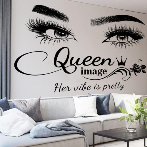WF10029MAX_1 Arawat Eyelash Wall Decals for Bedroom Queen Eye Quotes Decor Murals for Living Room Lash Room Decor Stickers 3D DIY Art Decorations Peel and Stick