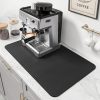 PoYang 24x16 Inch Coffee Mat, Large Dish Drying Mat, Black | Quickly Absorbs Spills, Stain-Hiding, Non-Slip & Heat-Resistant Mat for Coffee Maker, Espresso Machine & Kitchen Countertop