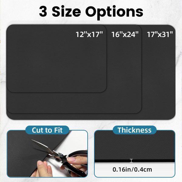 PoYang 24x16 Inch Coffee Mat, Large Dish Drying Mat, Black | Quickly Absorbs Spills, Stain-Hiding, Non-Slip & Heat-Resistant Mat for Coffee Maker, Espresso Machine & Kitchen Countertop