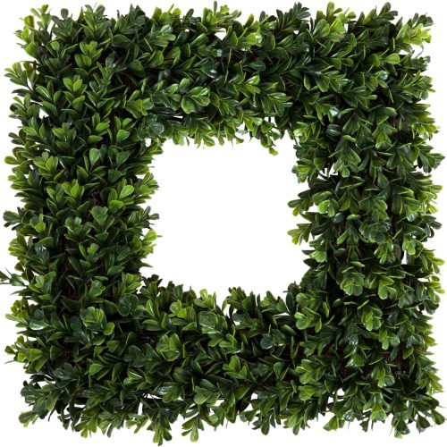 Pure Garden Boxwood Wreath - 16.5-Inch Square UV Resistant Artificial Spring, Winter, Fall or Summer Wreath - Outdoor/Indoor Summer Wreaths for Front Door