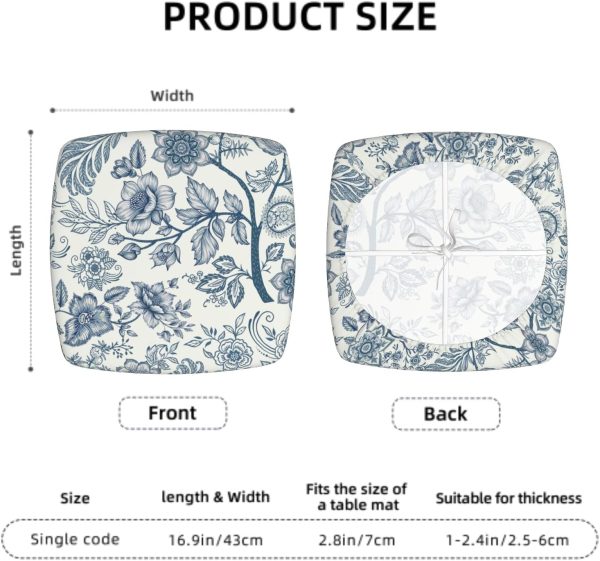 Blue Floral Seat Covers for Chairs Navy Blue Flower Dining Chair Covers Set of 2 Chinoiserie Kitchen Chair Covers Stretch Vintage Flower Chair Slipcovers Protector for Kitchen Office