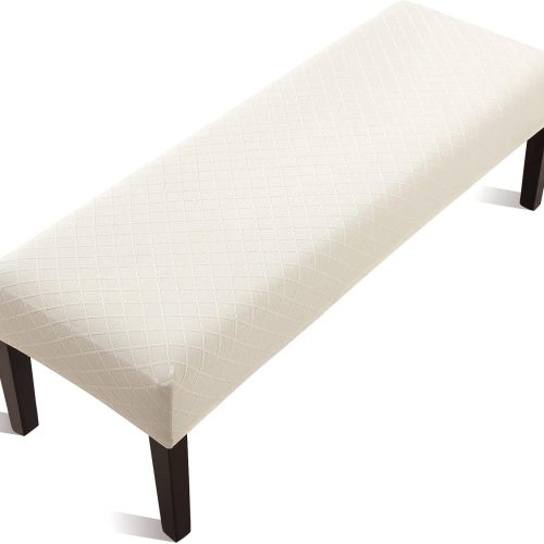 Fuloon Stretch Jacquard Dining Bench Cover - Anti-Dust Removable Bench Slipcover Washable Seat Cushion Protector for Bedroom, Kitchen, Hotel, Banquet (Beige)