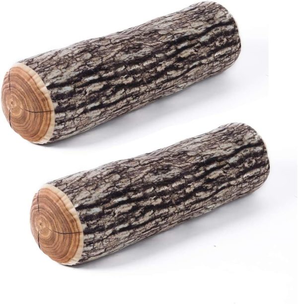 Winter Flower Realistic Wood Log Pillow - 3D Printed Tree Stump Throw Pillow, Round Decorative Cylinder Cushion for Sofa, Couch, Living Room & Rustic Home Decor (2 Pack)