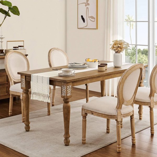 WF11199MAX_3 Macrame Style Boho Table Runner, 12x48 Inch Ivory | Woven Boho Table Runner with Handmade Tassels, Crochet Hollow Table Scarf, Farmhouse Kitchen Home Decor Dresser Runner