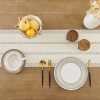 WF11199MAX_4 Macrame Style Boho Table Runner, 12x48 Inch Ivory | Woven Boho Table Runner with Handmade Tassels, Crochet Hollow Table Scarf, Farmhouse Kitchen Home Decor Dresser Runner