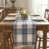 Artoid Mode Blue Light Coffe Farmhouse Plaid Spring Table Runner, Winter Rustic Holiday Check Kitchen Dining Table Decoration for Home Party Decor 13x48 Inch