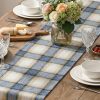 Artoid Mode Blue Light Coffe Farmhouse Plaid Spring Table Runner, Winter Rustic Holiday Check Kitchen Dining Table Decoration for Home Party Decor 13x48 Inch