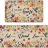 Baccessor Home Sweet Home Floral Kitchen Mats Set of 2,Spring Summer Hummingbird Flowers Kitchen Rugs Absorbent Non Slip Low-Profile Washable for Floor Home Decor 17x29 and 17x47 Inch