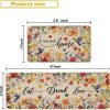 Baccessor Home Sweet Home Floral Kitchen Mats Set of 2,Spring Summer Hummingbird Flowers Kitchen Rugs Absorbent Non Slip Low-Profile Washable for Floor Home Decor 17x29 and 17x47 Inch
