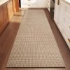 Kitchen Runner Rug Mat Non Slip Hallway Runner Washable Brown 2x6 ft | Boho Soft Woven Long Entryway Laundry Hall Floor Runners Carpet for Indoor Backdoor Bedroom Kitchen Living Room, Easy Clean