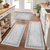 Pauwer Anti Fatigue Kitchen Floor Mats Set of 3, Cushioned Rugs, Light Grey | Non Slip Comfort Standing Mat, PVC Foam Padded Kitchen Rugs, Waterproof Sink Rug for Small Kitchen Area, Laundry Room