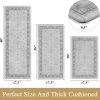 Pauwer Anti Fatigue Kitchen Floor Mats Set of 3, Cushioned Rugs, Light Grey | Non Slip Comfort Standing Mat, PVC Foam Padded Kitchen Rugs, Waterproof Sink Rug for Small Kitchen Area, Laundry Room