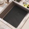 WF11698MAX_1 YDKGL Kitchen Sink Mat Sink Protectors for Stainless Steel Ceramic Sinks | PVC Protectors Mats for Bottom of Kitchen Sink, Dishes and Glassware Drain Mats, Durabl & Fast Draining Black 15.7"x11.8"