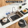 WF11698MAX_3 YDKGL Kitchen Sink Mat Sink Protectors for Stainless Steel Ceramic Sinks | PVC Protectors Mats for Bottom of Kitchen Sink, Dishes and Glassware Drain Mats, Durabl & Fast Draining Black 15.7"x11.8"