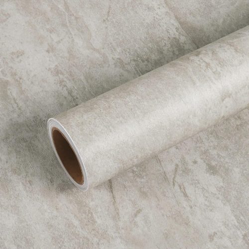 WF12330MAX_1 VEELIKE 15.7''x118'' Light Concrete Peel and Stick Wallpaper Concrete Countertop Contact Paper for Kitchen Backsplash Wallpaper Roll Self Adhesive Removable Cement Vinyl for Bedroom Bathroom Walls