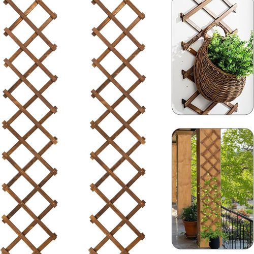 2Pcs 13x78 Expandable Wood Wall Trellis for Climbing Plants Outdoor/Indoor | Thick Wood, Decorative Lattice Panels for Outside, Inside, Balcony Patio Garden, Ideal for Ivy, Vines, Clematis, Roses